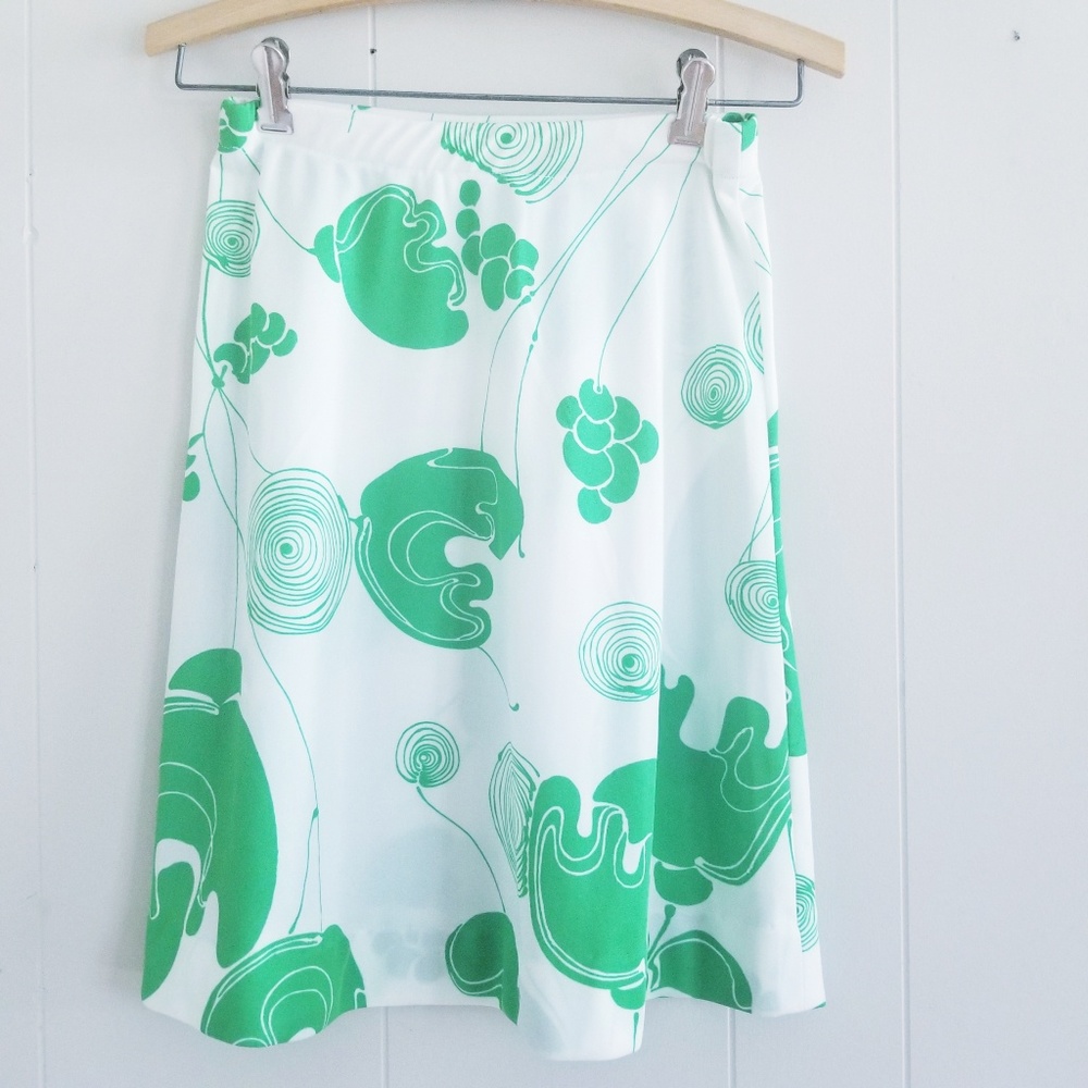 1960s AinR Jr Green & White Poly‎ Skirt